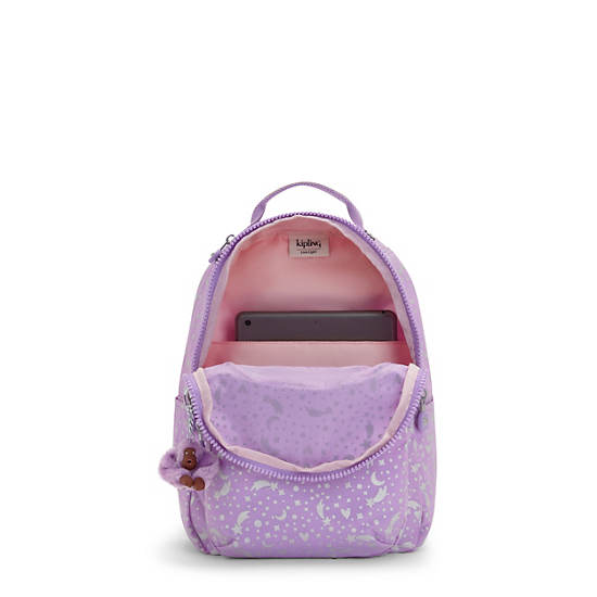 Kipling Seoul Small Printed Tablet Backpacks Galaxy Metallic | CA 1613VR